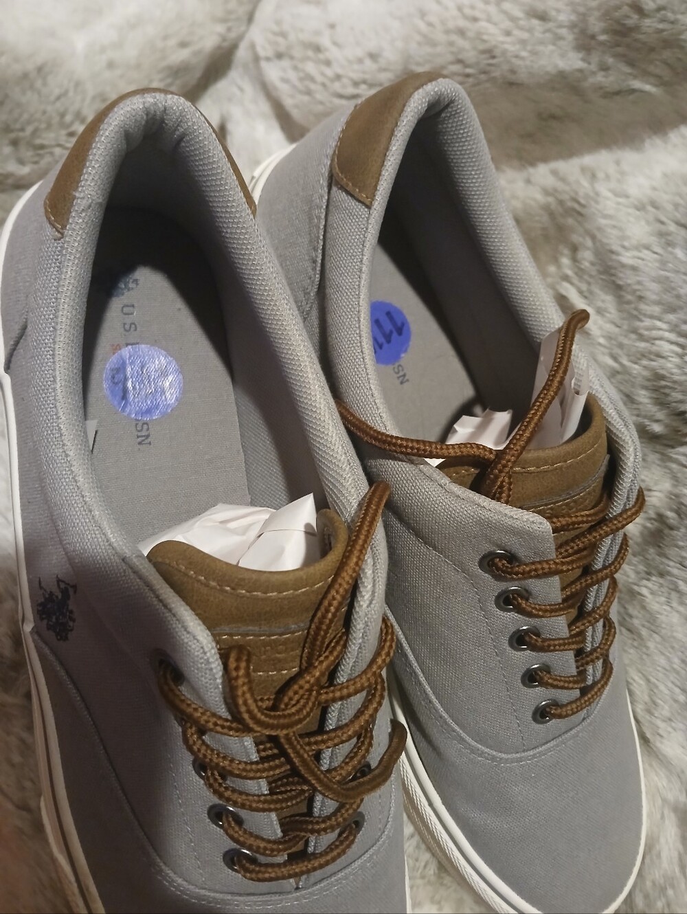 U.S. Polo Assn. Gray Canvas Sneakers with Brown Accents - Picture 5 of 5